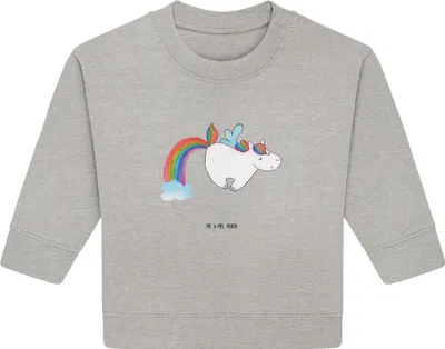 Produktbild von Mr. & Mrs. Panda Organic Baby Pullover Einhorn Fliegendes Pferd 12. - 18. Monat - Heather Grey - Geschenk, Unicorn, Regenbogen, Realität, Glitzer, Bullover, Spielen