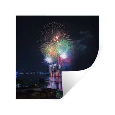 Produktbild von MuchoWow® Wandtattoo Wandsticker Wandaufkleber Feuerwerksfestival 80x80 cm Selbstklebend und Repositionierbar - Wierderverwendbar - Selbstklebend