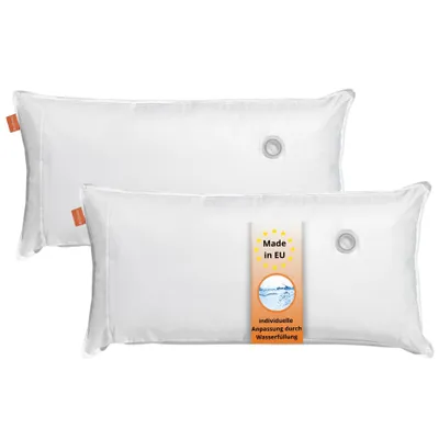 Produktbild von 2er Set Wasserkissen 50 x 70 cm, orthopädisches Kopfkissen, 100% Baumwolle, weiß, sleepling