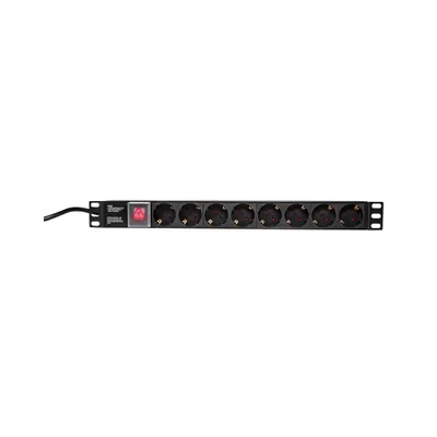Produktbild von LogiLink 8-Fach Steckdosenleiste 19" 1HE mit 2m Anschlusskabel und Schalter
