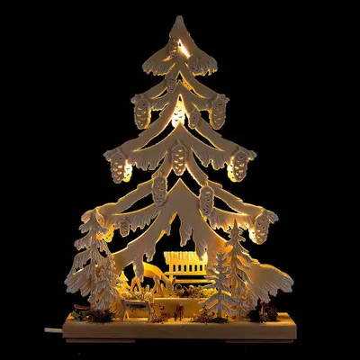 Produktbild von Lichterspitze Rehkitz mit Futterkrippe (32x44cm) von RATAGS Holzdesign