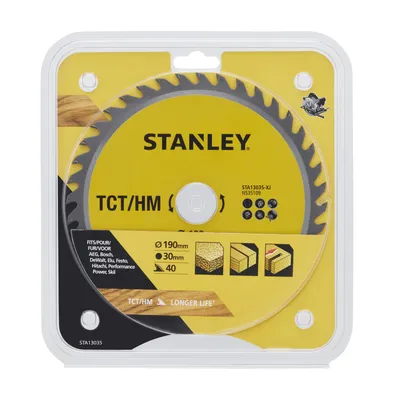 Immagine prodotto di Lama Stanley TCT. ø 190x30 mm. 40 denti positivi ATB