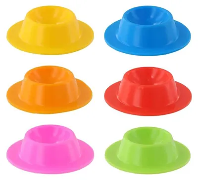 6er-Set stapelbare Eierbecher aus Silikon, bunt, für Kinder