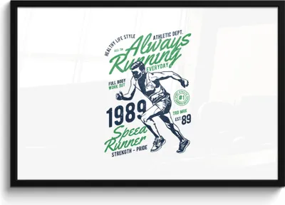 Produktbild von MuchoWow® MuchoWow® Gerahmtes Poster Laufen - Retro - Sport 90x60 cm - Poster mit zchwarzem Bilderrahmen - Fotorahmen - Foto-Plakat