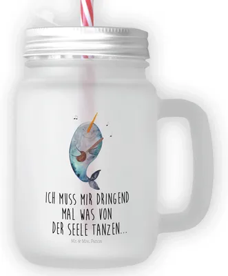 Produktbild von Mr. & Mrs. Panda Cocktailglas Narwal Gitarre - Transparent - Geschenk, Tanzen, Gespräche, Meer, Wal, Trinkglas, Probleme, Eiskaffee Glas, dessertglas, mit deckel