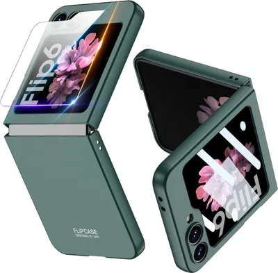 Produktbild von Hundyhülle für Samsung Galaxy Z Flip 6 / Z Flip 7 FE Schlank Hart PC Matt Schutzhülle mit Displayschutz Grün