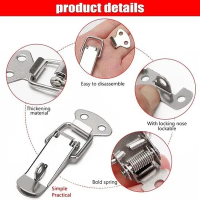 Image de 6 fermoirs à bascule Hasp, 72 mm, avec trou pour serrure, pour coffrets et boîtes, avec 24 vis M4x16