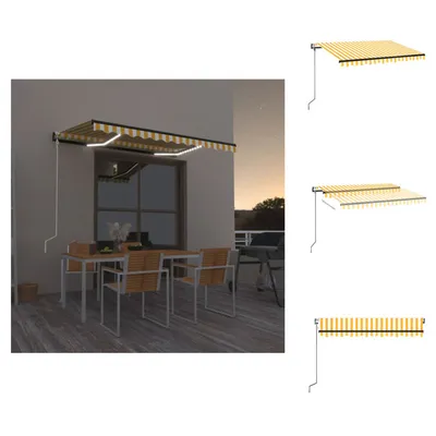 Produktbild von vidaXL Automatische Markise mit LED & Windsensor 350x250 cm Gelb/Weiß -  Markisen