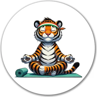 Produktbild von Huuraa Aufkleber Yoga Tiger Comic 10cm rund Sticker Geschenkidee