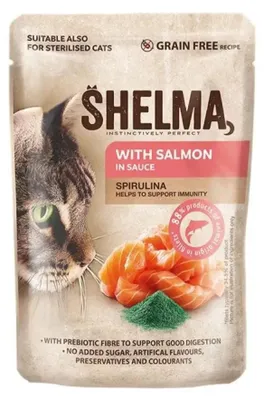 Zdjęcie produktu dla SHELMA z łososiem i dorszem w sosie - mokra karma dla kotów - 4x85g