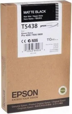Image de Cartouche d'encre Epson T543800 noir mat