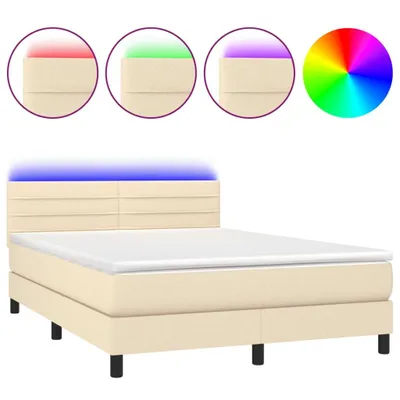 Produktbild von vidaXL Boxspringbett mit Matratze & LED Creme 140x200 cm Stoff