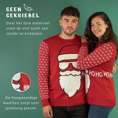 Immagine prodotto di JAP Christmas Maglione di Natale brutto Santa ho ho ho - 100% riciclato - Unisex per donna e uomo - Rosso - Taglia 4XL