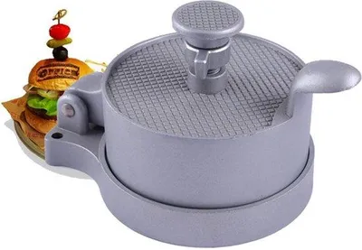 Produktbild von Famanu BBQ Burger Presse Set 2 in 1 - mit Antihaftbeschichtung und 100 Backpapieren