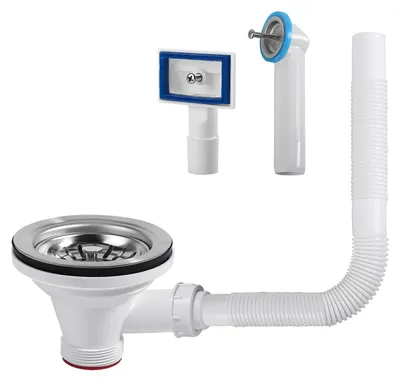 Image de Solidchoice - Kit d'évacuation de cuisine de 114 mm avec tuyau de trop-plein et filtre en acier inoxydable