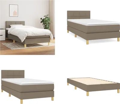 Imagen del producto de vidaXL Base de cama con somier y colchón, color taupe, 80x200 cm, tapizado en tela - Base de cama - Bases de cama - Cama - Muebles de dormitorio