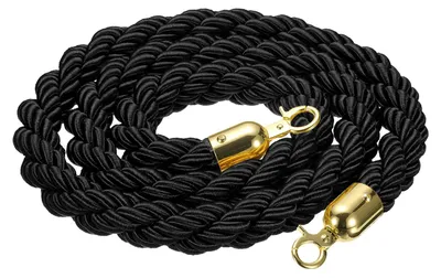 Absperrseil gedreht 2 m mit Haken schwarz-gold