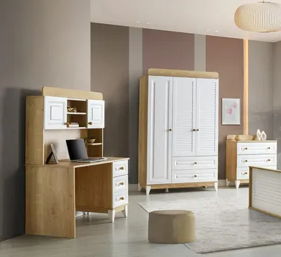 Produktbild von Kinderzimmer Set Kleiderschrank Kommode Schreibtisch funktionale Möbel