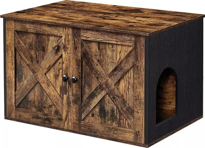 Imagen del producto de Arenero y caseta para gatos Casimir, para interior y exterior, con puertas, color marrón/ vintage