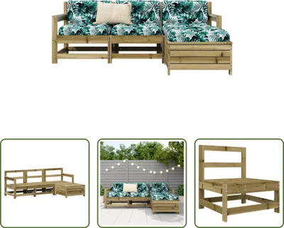 Produktbild von The Living Store 4-tlg. Garten-Sofagarnitur Kiefernholz Imprägniert