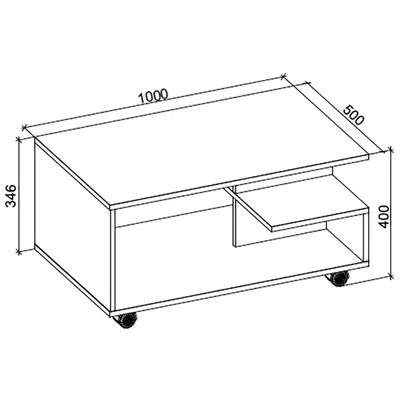 Image de Table basse en bois | Sofatic avec rouleaux pratiques | Table de salon roulable | H. 40 x W. 100 x D. 50 cm | Table basse Stango XL