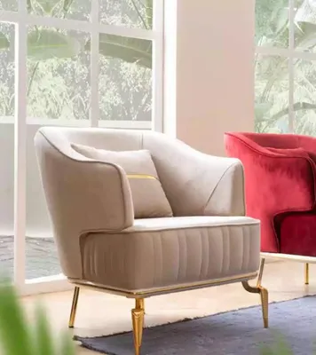 Immagine prodotto di Poltrona da salotto poltrona girevole 1 posto design moderno rosso tessile