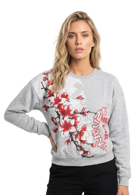 Zdjęcie produktu dla Bluza damska Yakuza Hanami Urban Pullover, jasnoszary cętkowany, XL