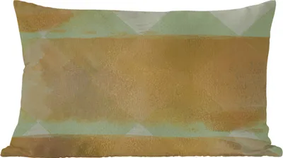 Produktbild von MuchoWow® Zierkissen Sofakissen Wohnzimmer Dekokissen 60x40 cm Muster - Streifen - Gold - Grün - Kopfkissen - Polster mit Foto