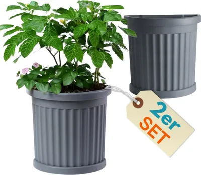 Produktbild von 2er Set Pflanzkübel Halbrund direkt an der Wand Pflanzkübel Groß Außen Blumenkübel Outdoor Pflanztopf Pflanzkasten Blumentopf 50 Grau