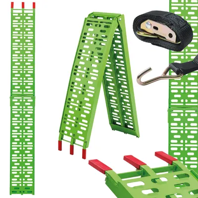 Produktbild von TRUTZHOLM 1x Auffahrrampe klappbar 228 cm Traglast 340 kg Alu gelocht Motorradrampe Rampe grün