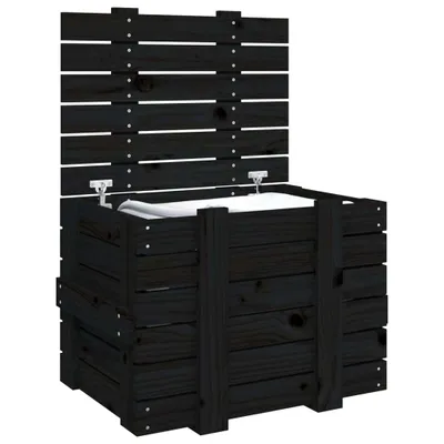 Image de vidaXL Coffre noir 58x40,5x42 cm pin massif