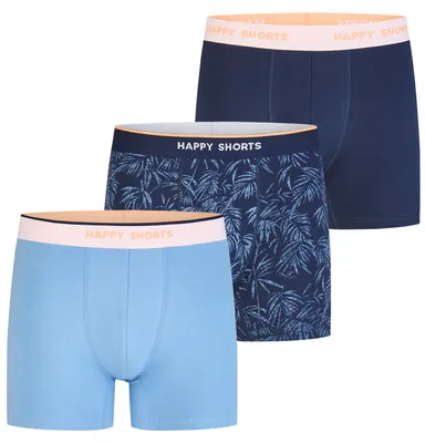 Produktbild von Happy Shorts Herren Boxer Jersey 3-Pack hawaiileaves - Größe M