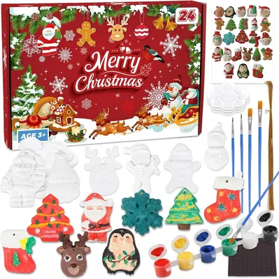 Productafbeelding van Adventskalender 2024 kinderen - 24 dagen kerstthema adventskalender - Schildersets voor kinderen