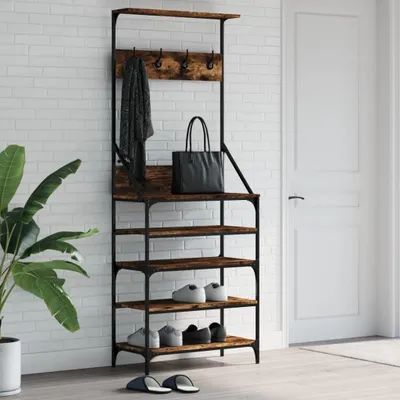 Obrázek produktu pro Věšák na kabáty s botníkem kouřový dub 70x34x184 cm