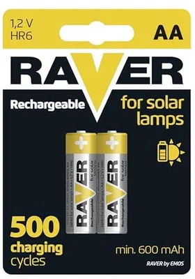 Image de Batteries rechargeables AA Mignon, adaptées aux lampes solaires - lot de 2, 1,2V, 600mAh