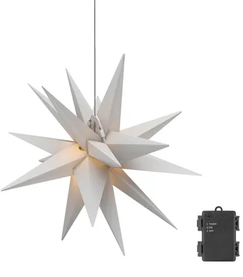 LED-Weihnachtsstern 3D Ø 56 cm, 18 Zacken, Timer, batteriebetrieben, weiß