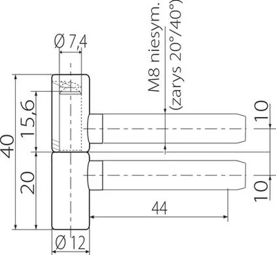 Produktbild von Einschraubscharnier 12,5x40 gelb verzinkt A62-00-00/C