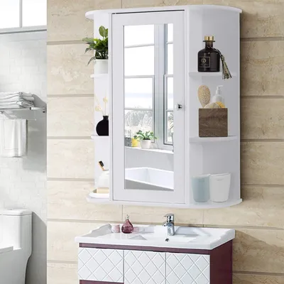 Produktbild von GOPLUS Spiegelschrank Wandschrank Badezimmerspiegel mit Ablagen, Badezimmerspiegelschrank, Verstellbare Trennwand, für Badezimmer