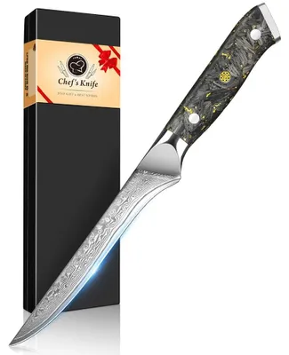 Immagine prodotto di Coltello da sfilettare in acciaio damascato - Coltello professionale per la rimozione delle lische - Lama di 14,5 cm in acciaio VG10 - Lama affilata e resistente - Manico ergonomico in acciaio inossidabile - Leggero