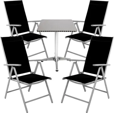 Image de Garniture de bistrot 5 pièces aluminium - textilène / noir