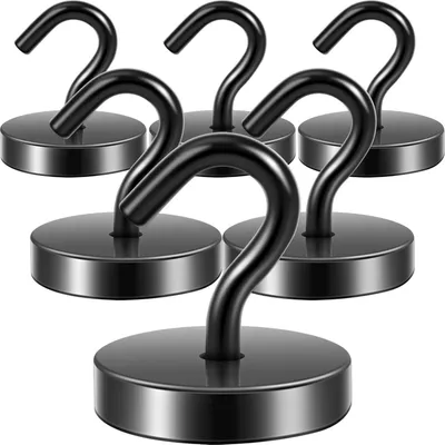 Produktbild von Extra Starke Magnetische Haken 47 kg, Neodymium Magnete, Schwarz, 4 Stück, für Küche