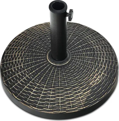 Produktbild von KOMFOTTEU Sonnenschirmständer Rund, Schirmständer für Schirmstock 39/48mm, Sonnenschirmfuß mit Rattandesign, Balkonschirmständer & Marktschirmständer für Garten, Terrasse, Strand (12 kg)