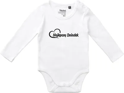Produktbild von Huuraa Baby Body Najlepszy Dziadek Serce 68 White  Baumwolle Fairtrade Langarmbody Geschenkidee