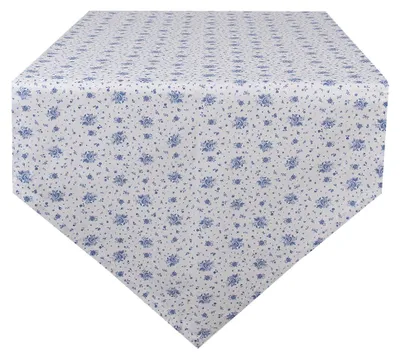 Immagine prodotto di Runner da tavola Clayre & Eef 50x160 cm Bianco Blu Cotone Rose