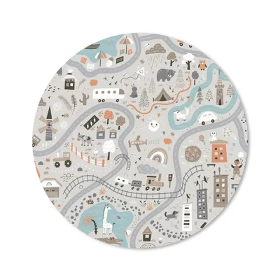 Produktbild von MuchoWow® Mauspad Mousepad Auto - Kinder - Stadt - Tiere 40x40 cm - Mousepads - Maus Mat - Pad - Mausunterlage - Schreibtisch Accessoires