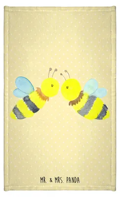 Produktbild von Mr. & Mrs. Panda Handtuch Biene Liebe - Gelb Pastell - Geschenk, Frotteehandtuch, Frotteetuch, Baumwollhandtuch, Gäste-WC, Kleines