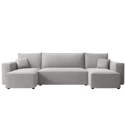 Produktbild von Idohome Ecksofa- Wohnzimmer Sofa mit Schlaffunktion und Bettkasten, Eckcouch, Polstermöbel, Sofa, Couch modern in Farbe Hellgrau Poso 110 Paris U Form