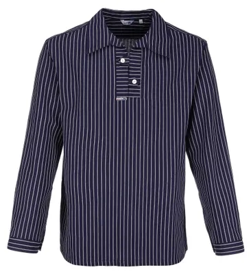 Produktbild von modAS Uni Takelhemd mit Streifen - Maritimes Fischerhemd in bequemer Schlupfform in Blau mit breiten Streifen Größe Damen 56 – Herren 62