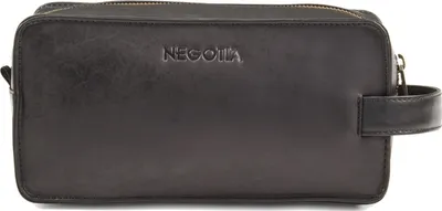Produktbild von NEGOTIA Delta - Kožená toaletní taška - kosmetická taška pro muže a ženy - toaletní taška - vodotěsná toaletní taška - kosmetická taška - černá