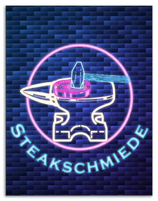 Produktbild von Wallario Herdabdeckplatte aus Glas, Größe 40 x 52 cm 1-teilig, Motiv Steakschmiede